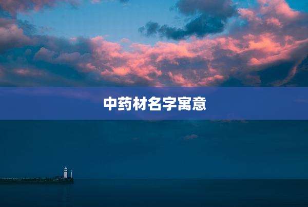 中药材名字寓意