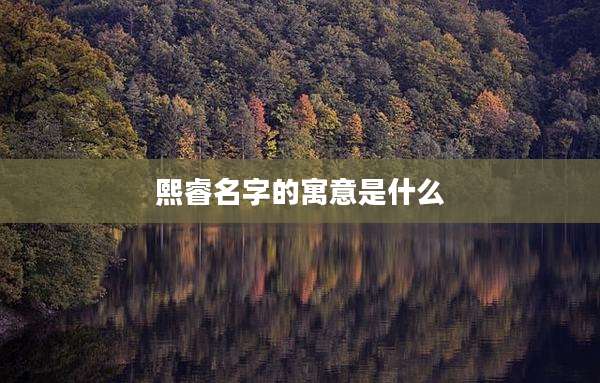 熙睿名字的寓意是什么