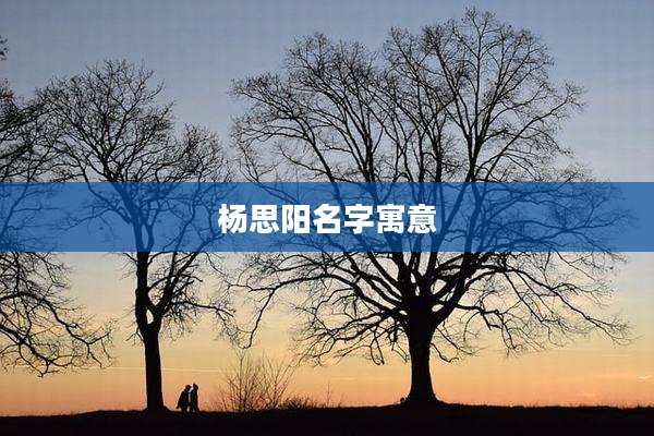 杨思阳名字寓意