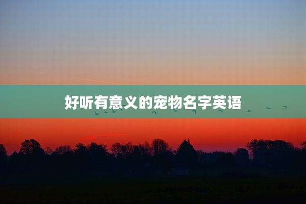 好听有意义的宠物名字英语
