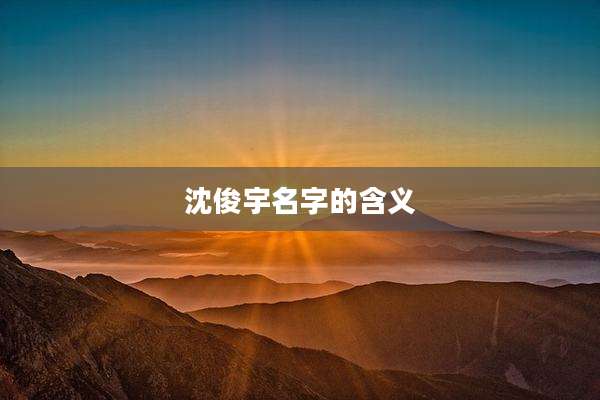 沈俊宇名字的含义