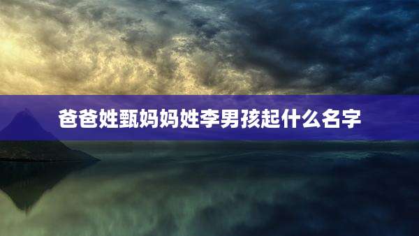 爸爸姓甄妈妈姓李男孩起什么名字