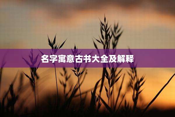 名字寓意古书大全及解释