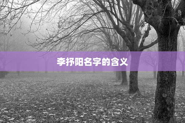 李抒阳名字的含义