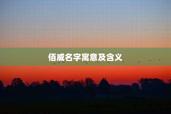 佰威名字寓意及含义