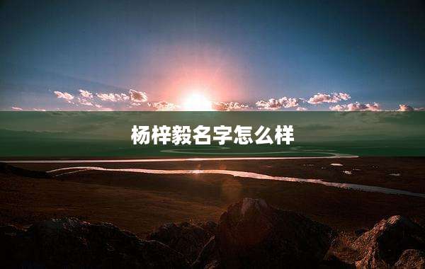 杨梓毅名字怎么样