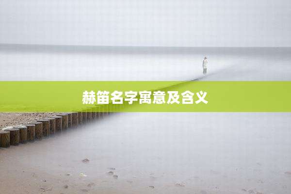 赫笛名字寓意及含义