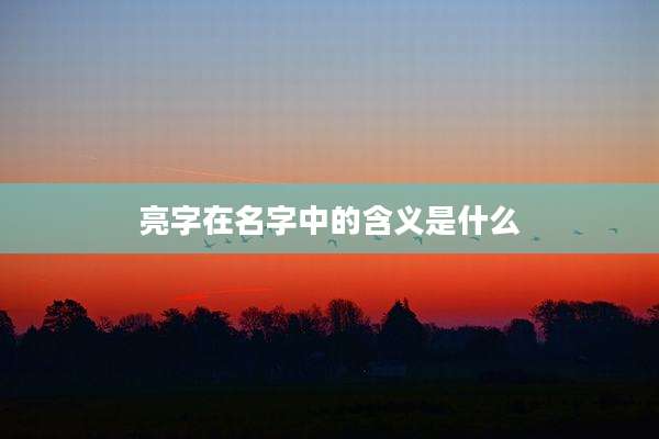 亮字在名字中的含义是什么