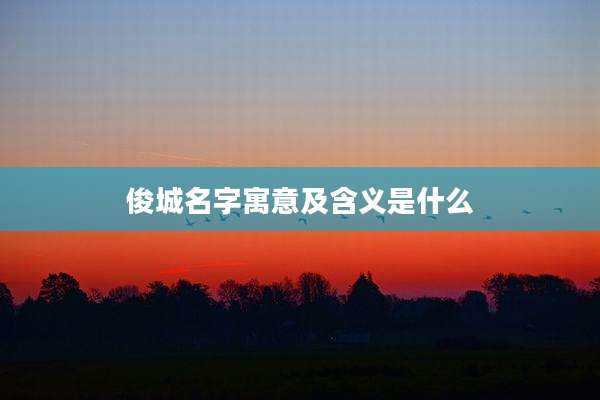 俊城名字寓意及含义是什么