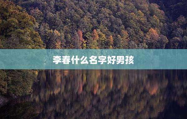 李春什么名字好男孩
