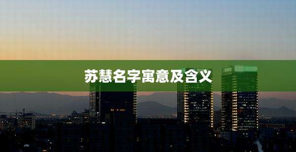 苏慧名字寓意及含义