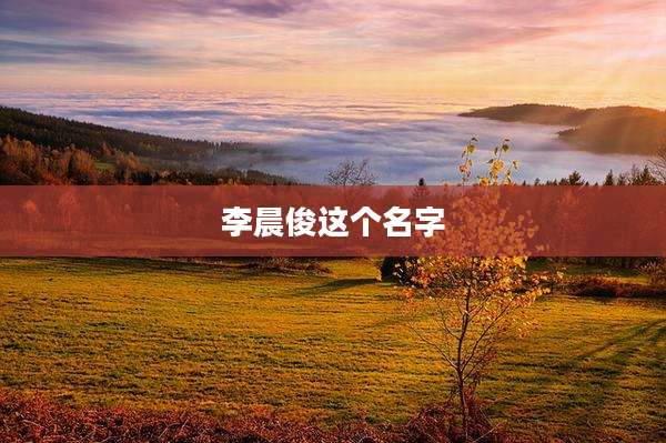 李晨俊这个名字