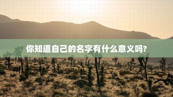 你知道自己的名字有什么意义吗?