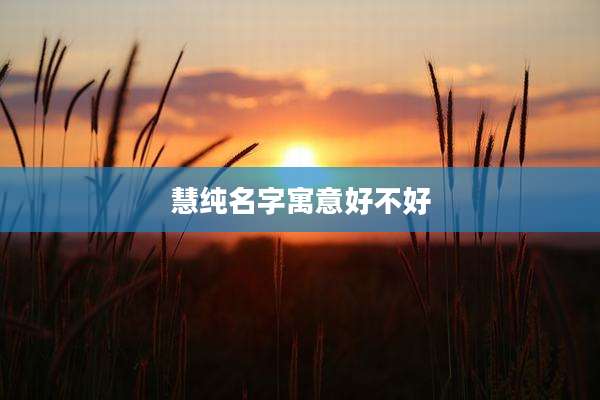 慧纯名字寓意好不好