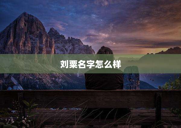 刘粟名字怎么样