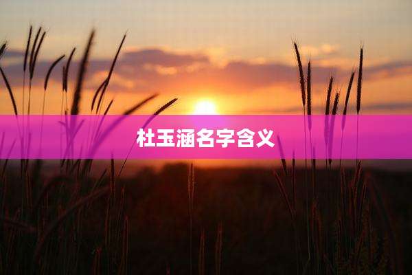 杜玉涵名字含义