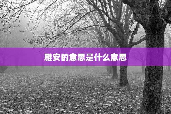 雅安的意思是什么意思