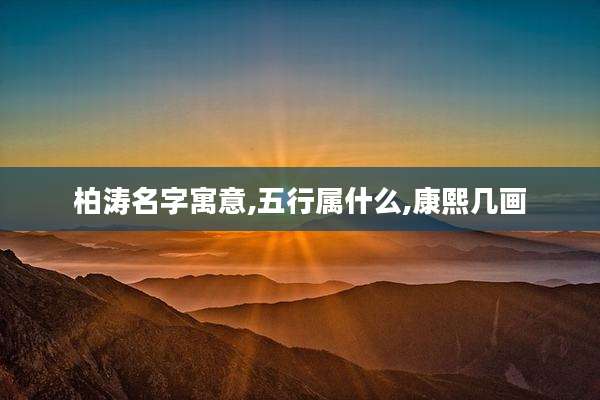 柏涛名字寓意,五行属什么,康熙几画