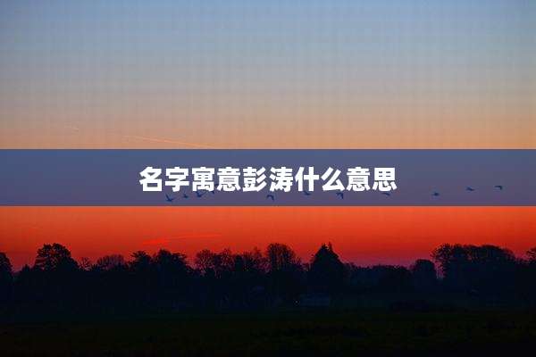 名字寓意彭涛什么意思