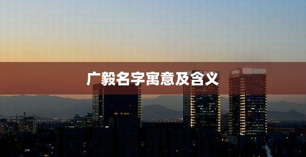 广毅名字寓意及含义