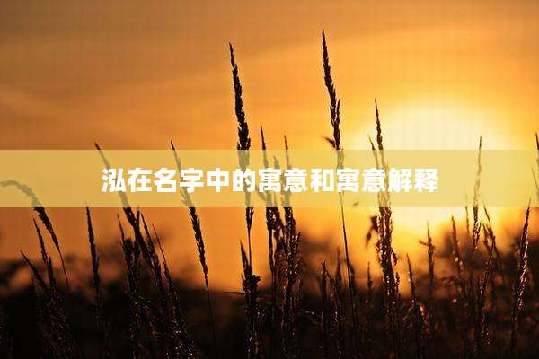 泓在名字中的寓意和寓意解释