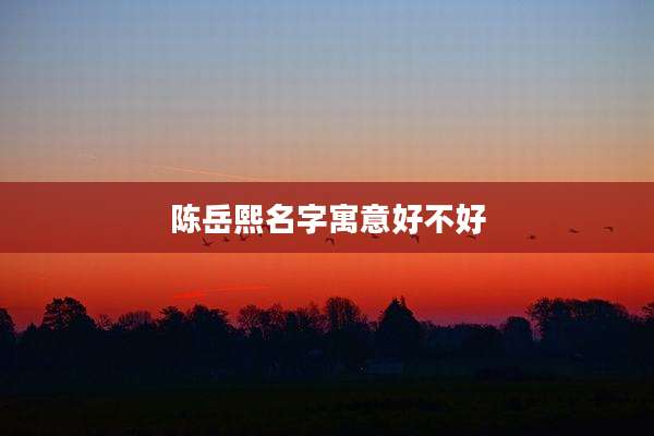 陈岳熙名字寓意好不好