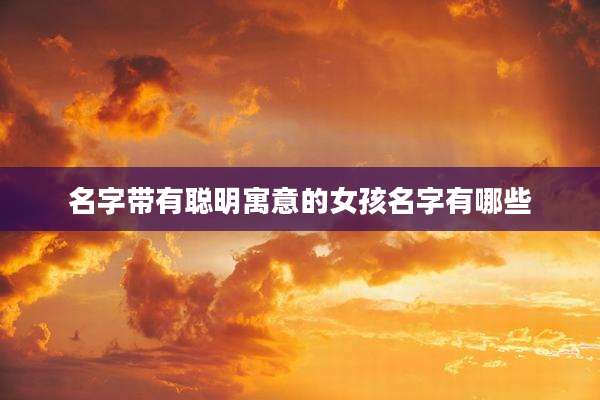 名字带有聪明寓意的女孩名字有哪些