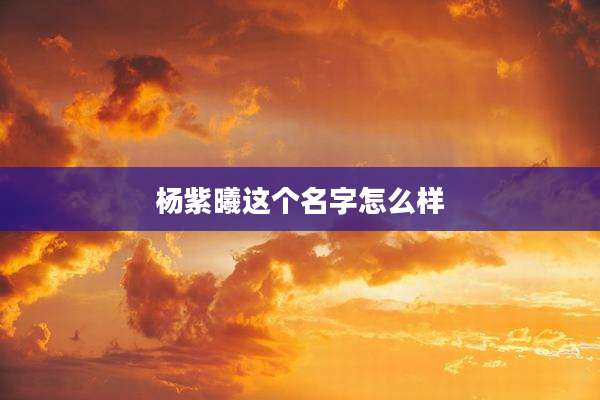 杨紫曦这个名字怎么样