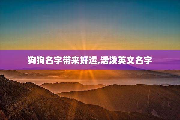 狗狗名字带来好运,活泼英文名字