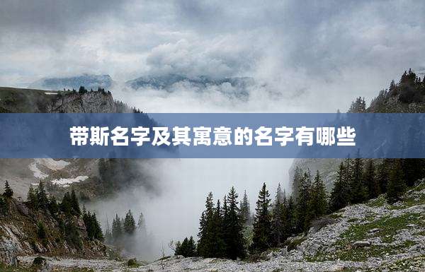 带斯名字及其寓意的名字有哪些
