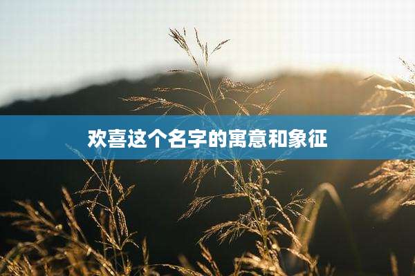 欢喜这个名字的寓意和象征