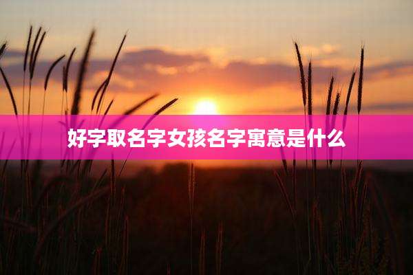 好字取名字女孩名字寓意是什么