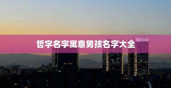 哲字名字寓意男孩名字大全