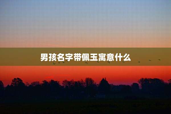 男孩名字带佩玉寓意什么