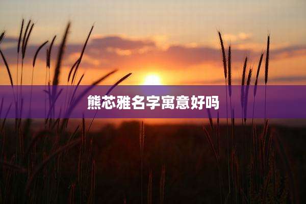 熊芯雅名字寓意好吗