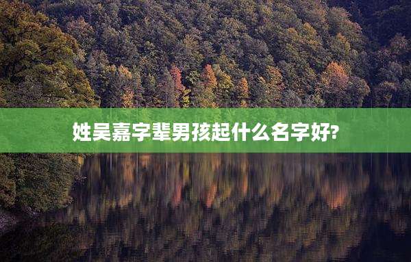 姓吴嘉字辈男孩起什么名字好?