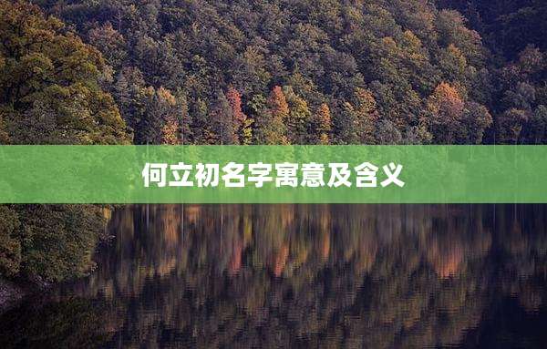 何立初名字寓意及含义