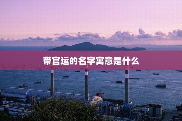 带官运的名字寓意是什么