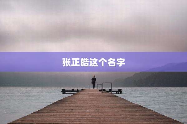 张正皓这个名字