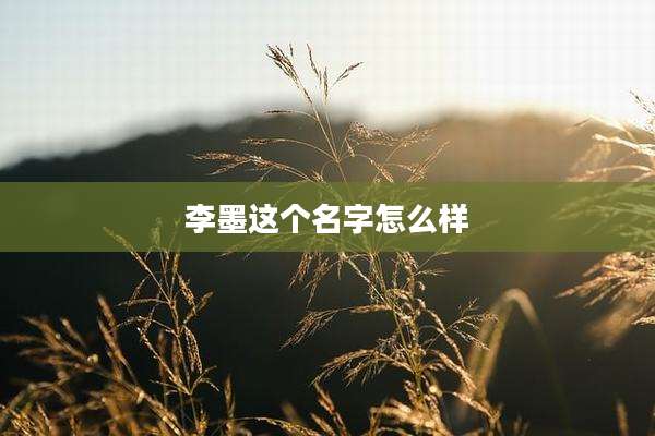 李墨这个名字怎么样