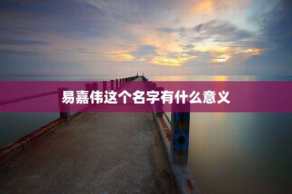 易嘉伟这个名字有什么意义