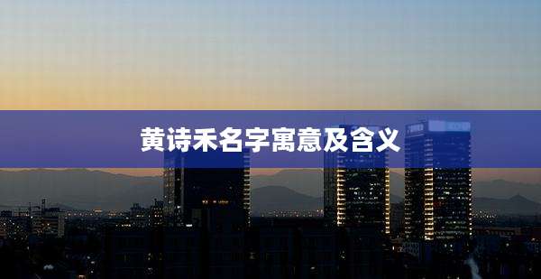 黄诗禾名字寓意及含义