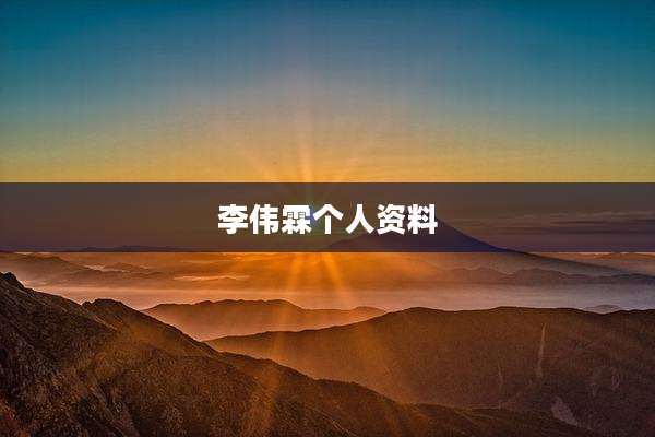李伟霖个人资料