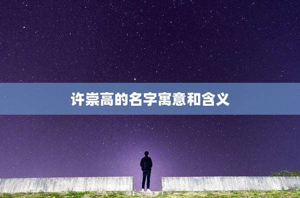 许崇高的名字寓意和含义