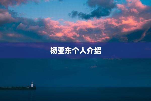 杨亚东个人介绍