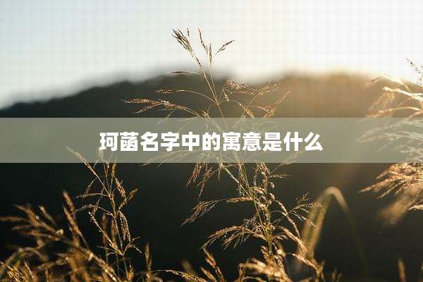 珂菡名字中的寓意是什么