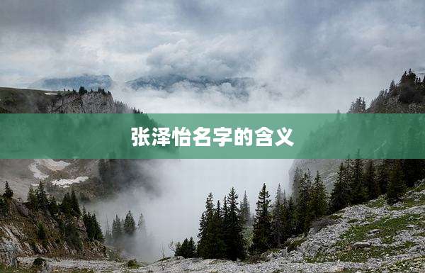 张泽怡名字的含义