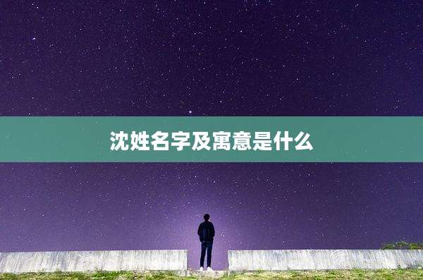 沈姓名字及寓意是什么