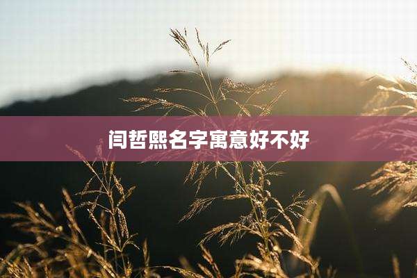 闫哲熙名字寓意好不好