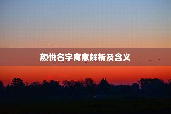 颜悦名字寓意解析及含义